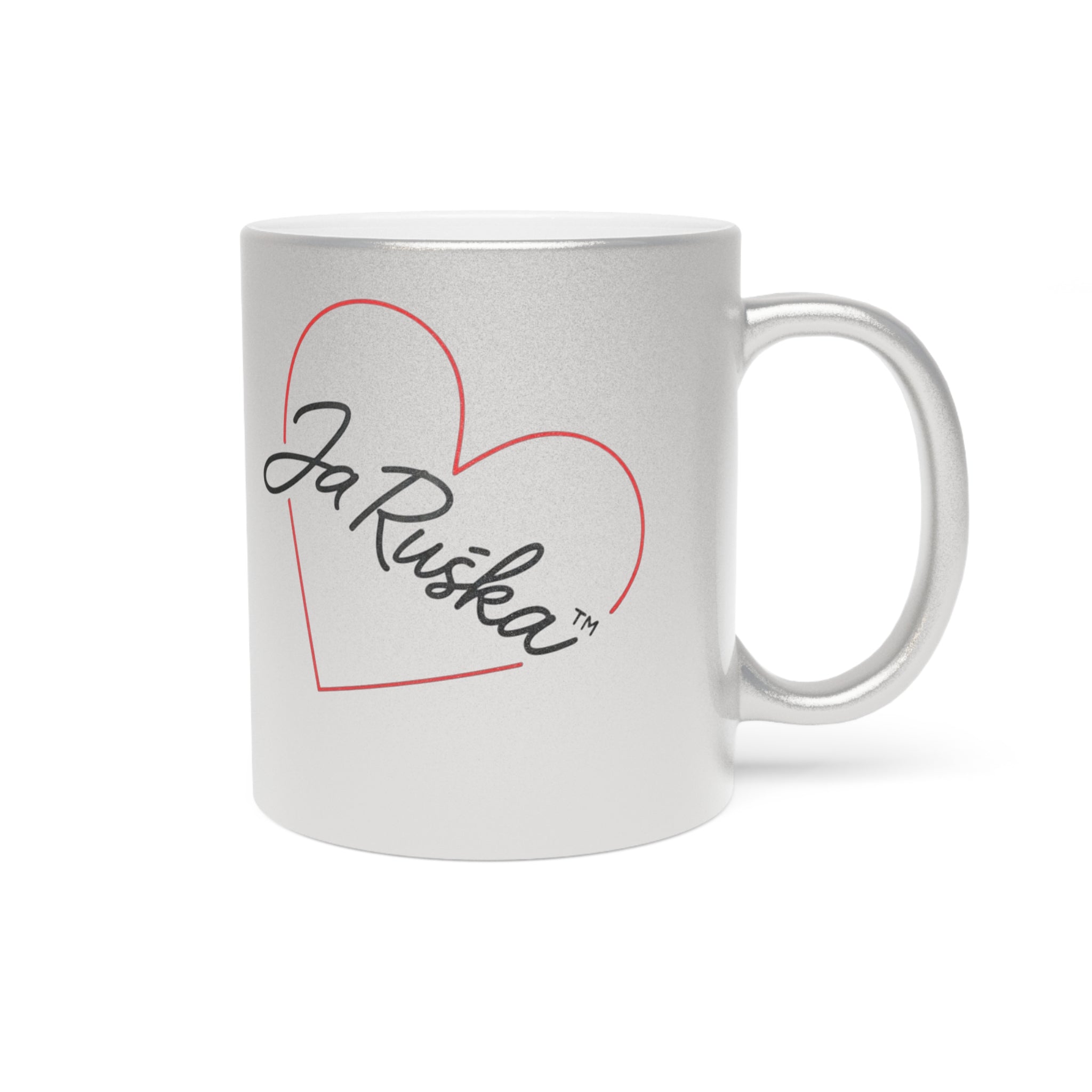 Metallic Heart Mug - Love Gift, Coffee Cup, Personalized, Anniversary/Birthday, Elegant Drinkware